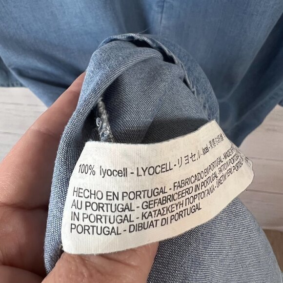 Zara Dress Womens Size XS Chambray Classic Timeless 3/4 Bell Sleeve Mini Neutral - Picture 7 of 11
